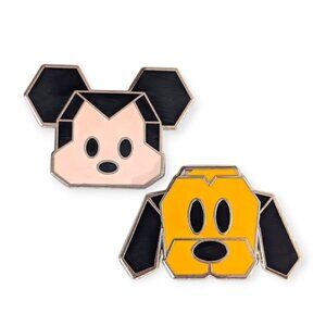 Mickey Mouse and Pluto Disney Pins: Origami Faces